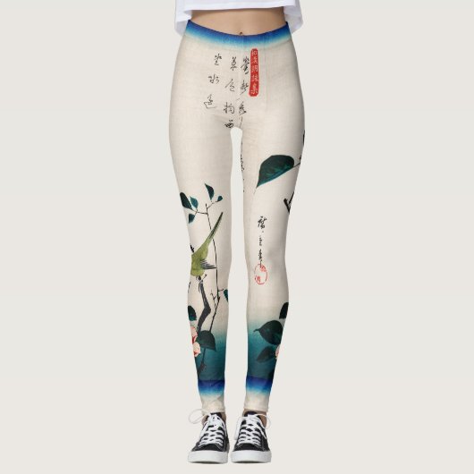 Legging imprimé oiseau japonais (Devant)