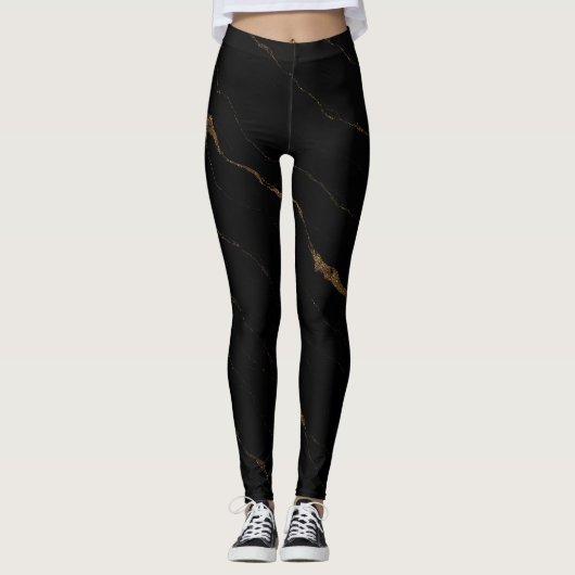 Legging Liquid Marble Luxe – Luxe Noir & Or (Devant)