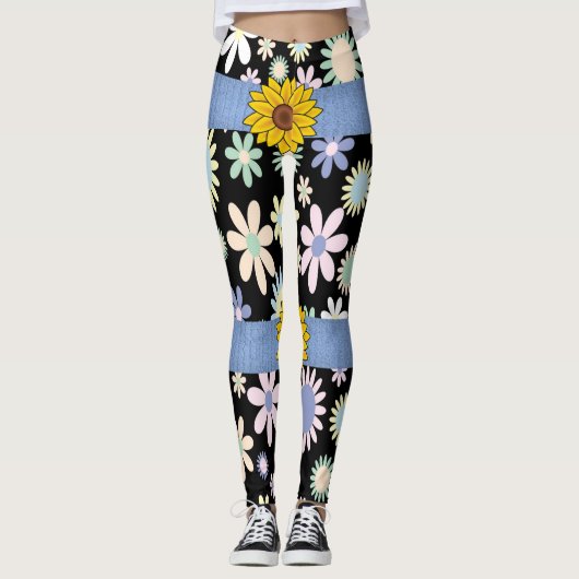 legging long fleur de tournesol assorties adolesce (Devant)