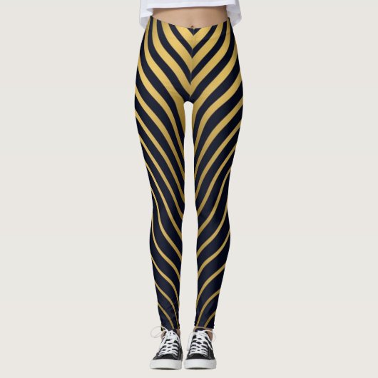 Legging Luxe Imprimé Vague Or & Noir (Devant)