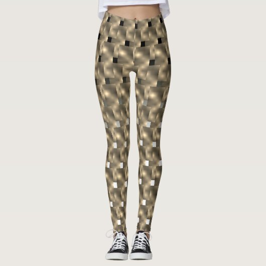 Legging marron, doré, rectangulaires, noir, blanc (Devant)