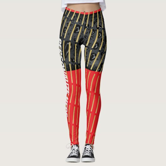 Legging mélange noir rouge doré moderne (Devant)