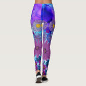 Legging Mosaic Kaleidoscope Flower Blue and Purple (Dos)