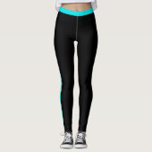 Legging noir à rayure latérale bleu sarcelle - Vos (Devant)