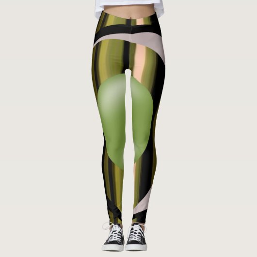 legging noir à rayures vertes pour femmes (Devant)