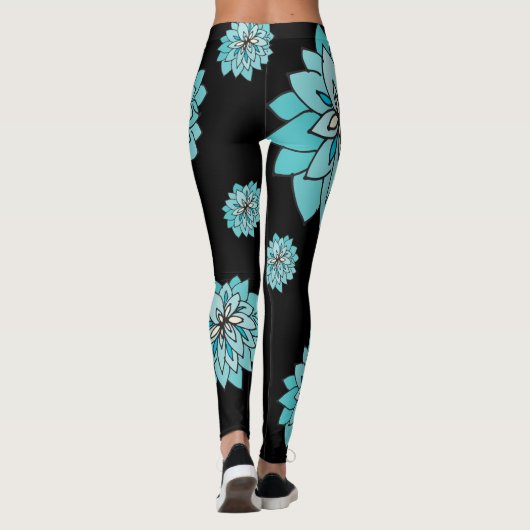 Legging noir avec la conception bleue turquoise (Dos)