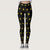 Legging Noir avec Motif Fleur de Lys Or (Devant)