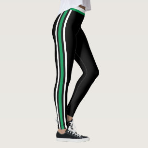 Legging noir avec rayures latérales blanches et ve