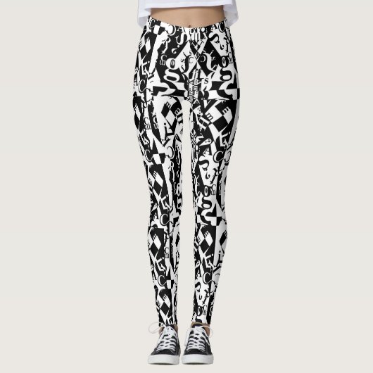 legging noir sur blanc sur noir (Devant)