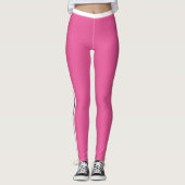 Legging rose avec rayure latérale noir et blanc (Devant)
