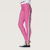 Legging rose avec rayure latérale noir et blanc (Gauche)