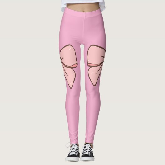 Legging rose pastel noeud papillons  (Devant)