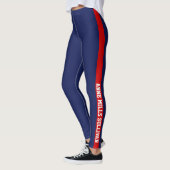 legging rouge & bleu avec nom & initiales, élégant (Gauche)