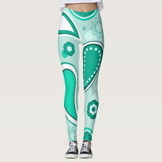 legging vert à motifs cachemire (Devant)