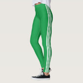 Legging Vert avec Rayures Latérales Blanches - Cou (Gauche)