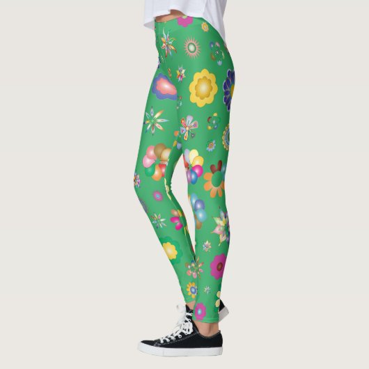 Legging vert Multi fleurs (Gauche)