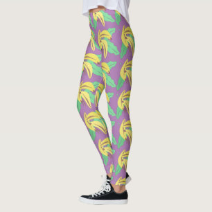 Legging Violet Motif Jaune Régime Banane
