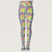 Legging Violet Motif Jaune Régime Banane (Devant)