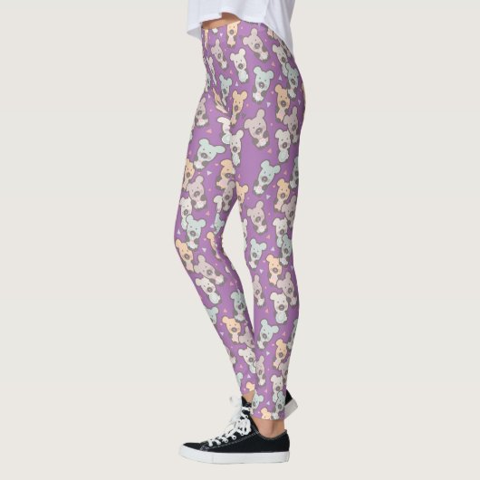 Legging Violet Motif Oursons Friandises Mignon (Gauche)
