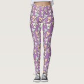Legging Violet Motif Oursons Friandises Mignon (Devant)
