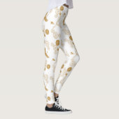 LEGGINGS 縁起の良い金色の日本の鶴模様 (Droite)