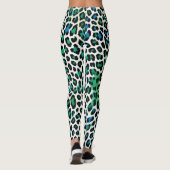 LEGGINGS 青と緑のヒョウ柄レギンスハイウェストカプリ (Dos)
