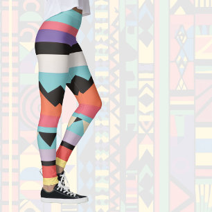 Leggings 10 bandes et triangles colorés
