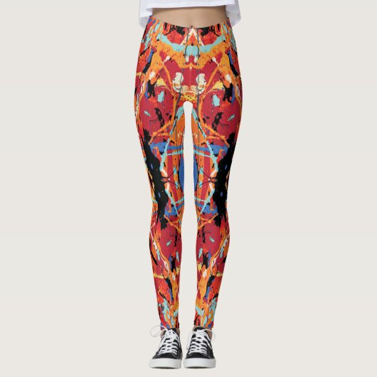 Leggings 16 bits Vilain Orange Black splatter (Devant)