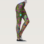 Leggings 1960 Retro Mandala Design, couleurs néon (Droite)