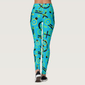 Leggings 1980/90 Retro Neon Blue Motif (Dos)