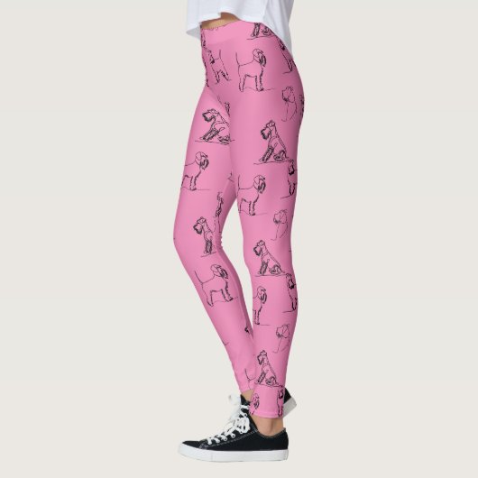 Leggings 1-5 Schnauzer Line Art Motif 001 Rose (Gauche)