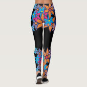 Leggings #2 floral bleu rose orange (Dos)