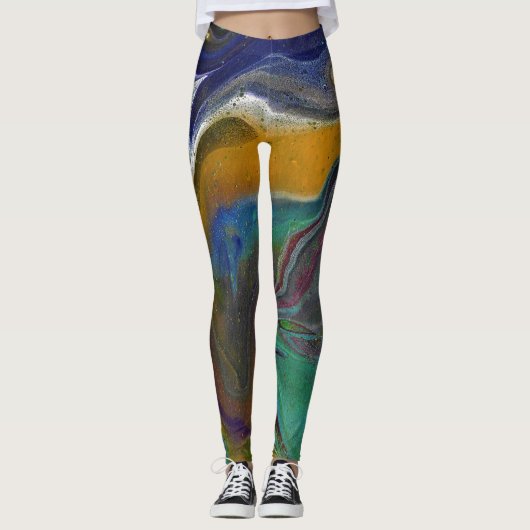 Leggings 2 Jambes Abstraites psychédéliques indécises (Devant)