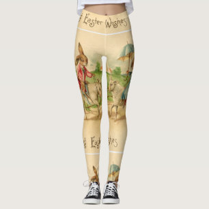 Leggings 2 lapins de Pâques sur des guêtres d'agneaux