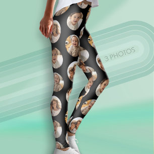 Leggings 3 Photo Collage Motif demi-brique - Cercle noir