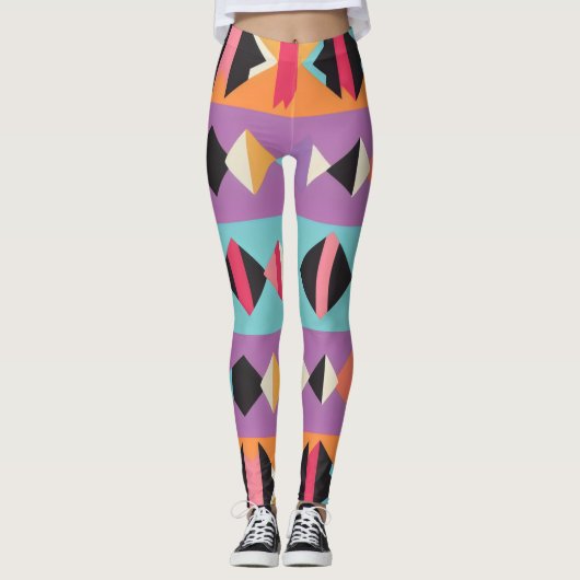 Leggings 3b bandes et triangles colorés (Devant)