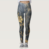 Leggings 3D bleu et or (Devant)