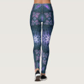 Leggings 3D Fractal Art Abstrait Motif bleu violet rose (Dos)