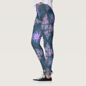 Leggings 3D Fractal Art Abstrait Motif bleu violet rose (Gauche)