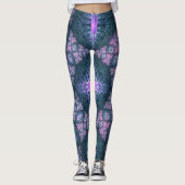 Leggings 3D Fractal Art Abstrait Motif bleu violet rose (Devant)
