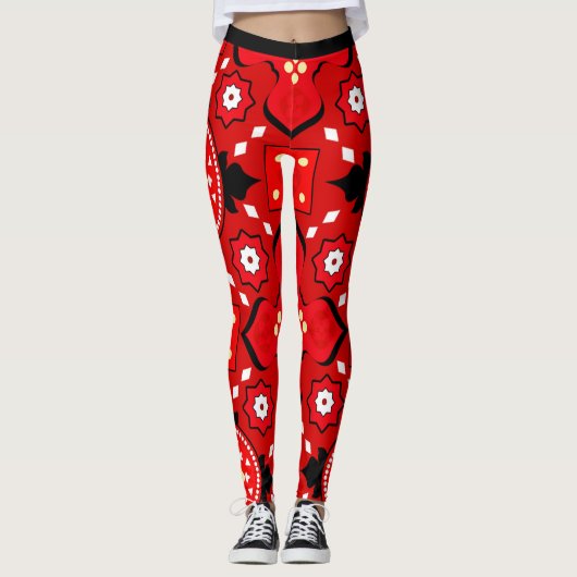 Leggings 3d motif tribal exceptionnel en rouge Extraordinai (Devant)