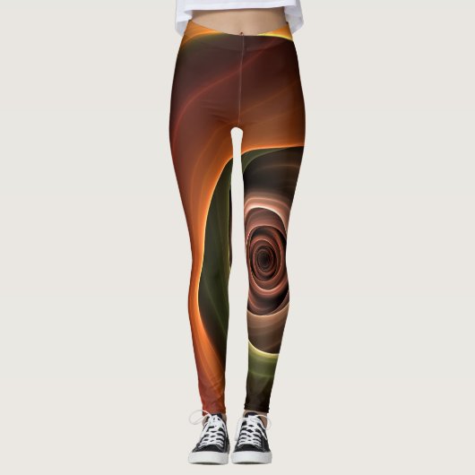 Leggings 3D Spirale Abstraite couleurs chaudes Art fractal  (Devant)