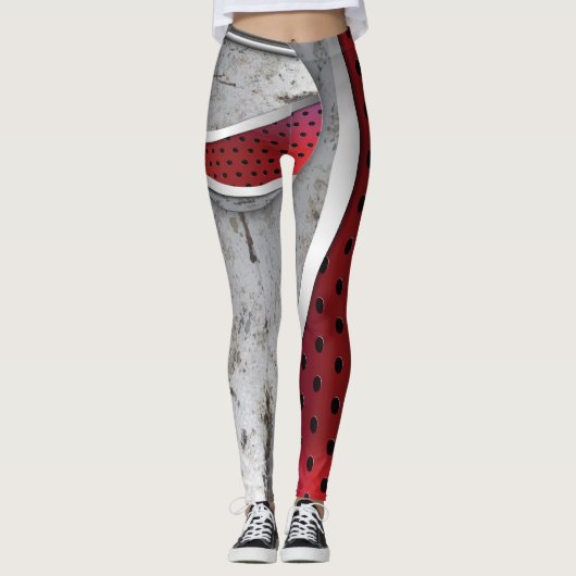 Leggings 3D texturé rouge et gris (Devant)