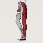 Leggings 3D texturé rouge et gris (Gauche)