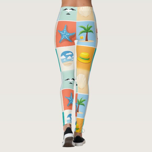 Leggings 3x3 Beach Pattern Design (Dos)