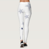 Leggings 4 juillet, blanc & bleu étoiles leggings. (Dos)