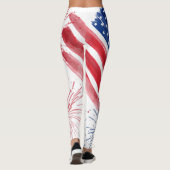 Leggings 4 juillet Défilé de l'Indépendance Rouge Blanc Ble (Dos)
