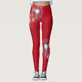 Leggings 4 juillet, feux d'artifice rouges (Devant)