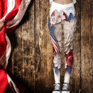 Leggings 4 juillet : Fleurs patriotiques 3D