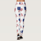 Leggings 4 juillet USA Drapeau Coeur Rouge Bleu Blanc (Dos)